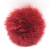 Fendi Fox Fur Heart Pom Pom Bag Charm with Leather Tab Red/Pink
