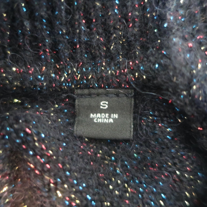 Scotch &amp; Soda Ruffled High-Neck Lurex Knit Sweater Black/Multi Size Small