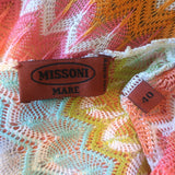 Missoni Zig Zag Crochet Knit Deep V-Neck Kaftan Maxi Dress Multicolor Size 40