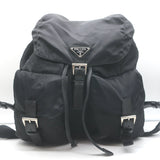 Prada Tessuto Double Front Pocket Medium Backpack Black Leather-Trim Nylon