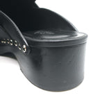 Hermes Calya Clog Mules Black Leather Size 37