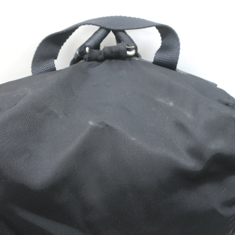 Prada Tessuto Double Front Pocket Medium Backpack Black Leather-Trim Nylon
