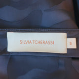 Silvia Tcherassi Stephanie Blouse Navy Jacquard Size Small Blouson Sleeve Top