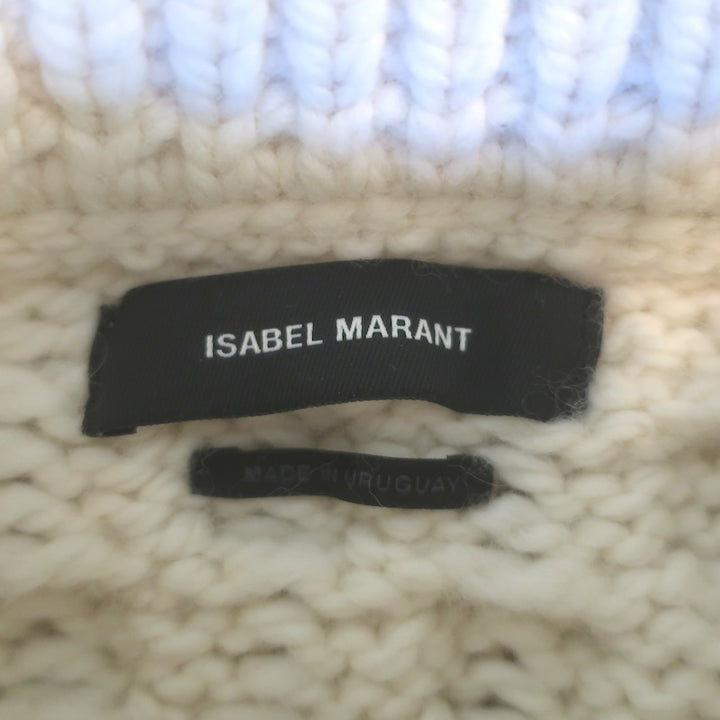 Isabel Marant Milane Cropped Cable Knit Sweater Cream Merino Wool Size 34