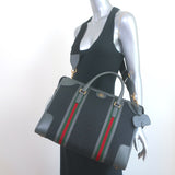 Gucci Bauletto Duffle Bag Black GG Monogram Canvas Extra Large Crossbody
