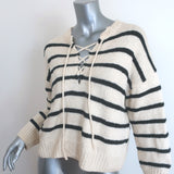 THE GREAT The Sea Stripe Lace-Up Pullover Sweater Cream/Black Cotton Size 1