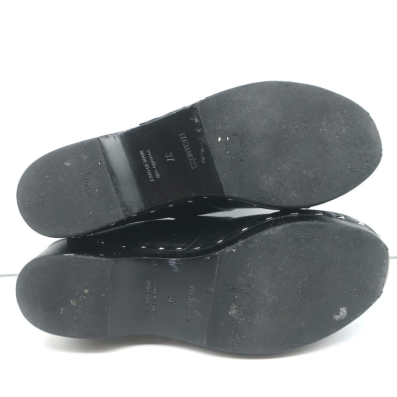Hermes Calya Clog Mules Black Leather Size 37