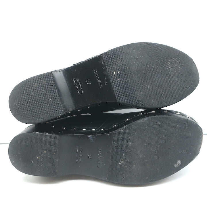 Hermes Calya Clog Mules Black Leather Size 37