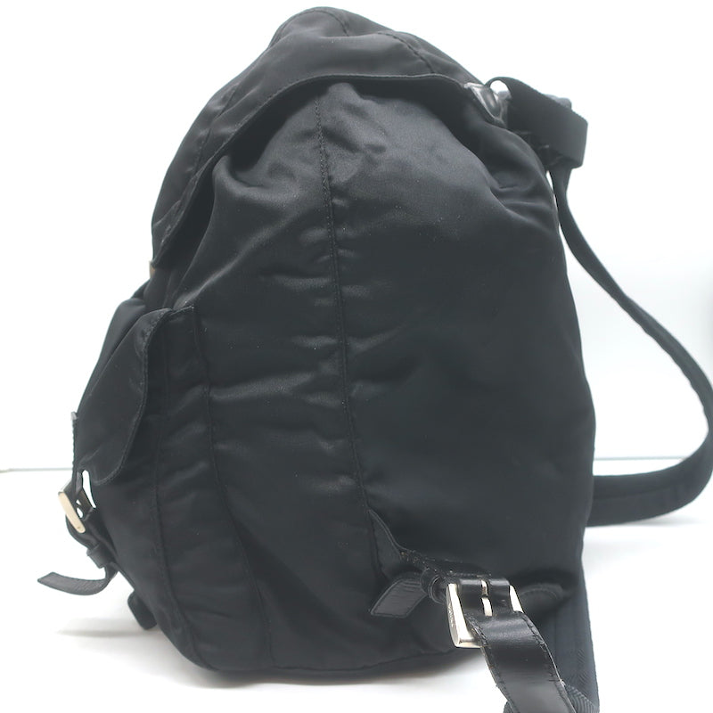 backpack leather women black pockets prada Prada Tessuto Double Front Pocket Medium Backpack Black Leather-Trim N – Celebrity Owned