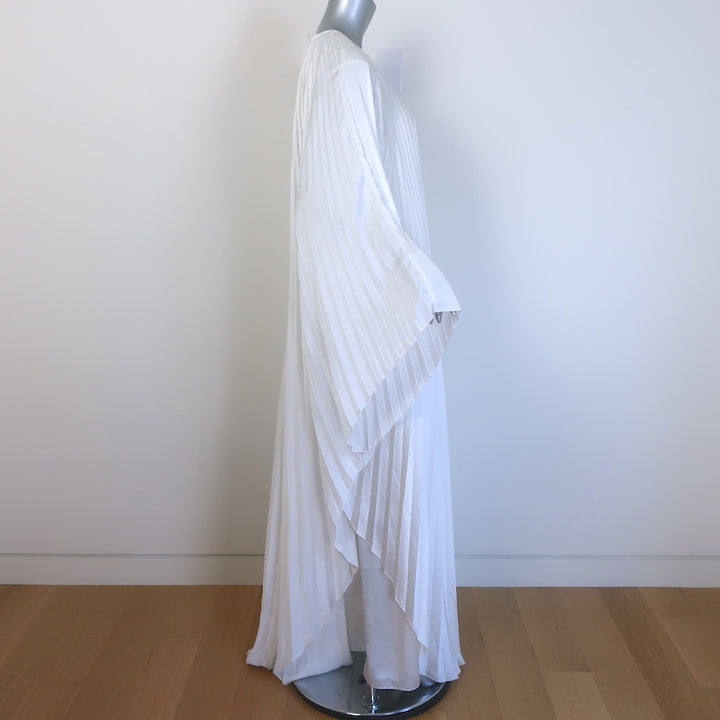 SemSem Crystal-Embellished Plisse Satin Maxi Dress White Size Medium