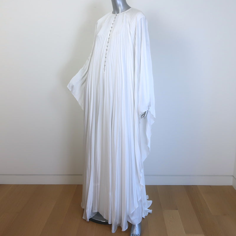 SemSem Crystal-Embellished Plisse Satin Maxi Dress White Size Medium