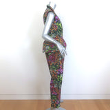Dries Van Noten Floral Print Peplum Vest & Ankle Pants Suit Set Size 40 NEW