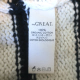 THE GREAT The Sea Stripe Lace-Up Pullover Sweater Cream/Black Cotton Size 1