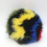 Fendi Fox Fur Pom Pom Bag Charm Multicolor with Black Leather Tab
