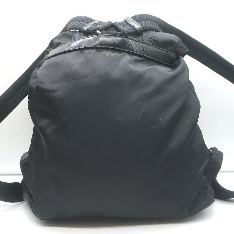 backpack leather women black pockets prada Prada Tessuto Double Front Pocket Medium Backpack Black Leather-Trim N – Celebrity Owned