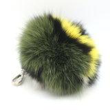 Fendi Fox Fur Pom Pom Bag Charm Multicolor with Black Leather Tab