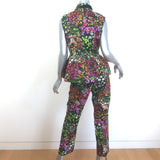 Dries Van Noten Floral Print Peplum Vest & Ankle Pants Suit Set Size 40 NEW