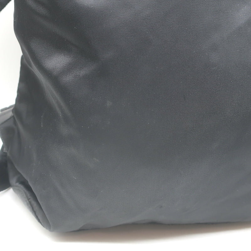 Prada Tessuto Double Front Pocket Medium Backpack Black Leather-Trim Nylon