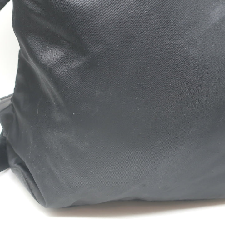 Prada Tessuto Double Front Pocket Medium Backpack Black Leather-Trim Nylon