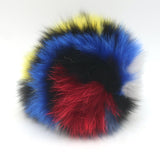 Fendi Fox Fur Pom Pom Bag Charm Multicolor with Black Leather Tab