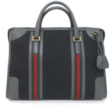 Gucci Bauletto Duffle Bag Black GG Monogram Canvas Extra Large Crossbody