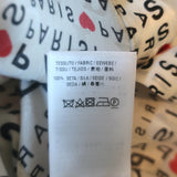 Balenciaga Love Paris Tie-Neck Blouse White Printed Silk Size 42 Long Sleeve Top