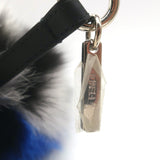 Fendi Fox Fur Pom Pom Bag Charm Multicolor with Black Leather Tab