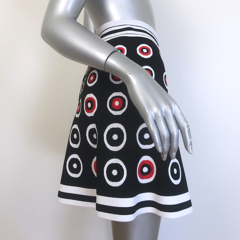 Alaia Atomic Dot Jacquard Knit Mini Skirt Black Size 44 NEW
