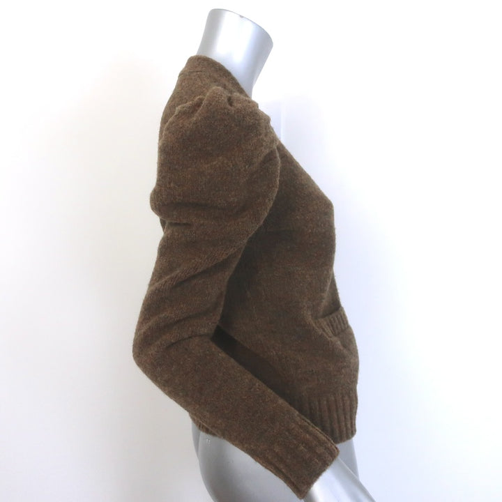 Co Puff Sleeve Cardigan Brown Merino Wool Size Extra Small