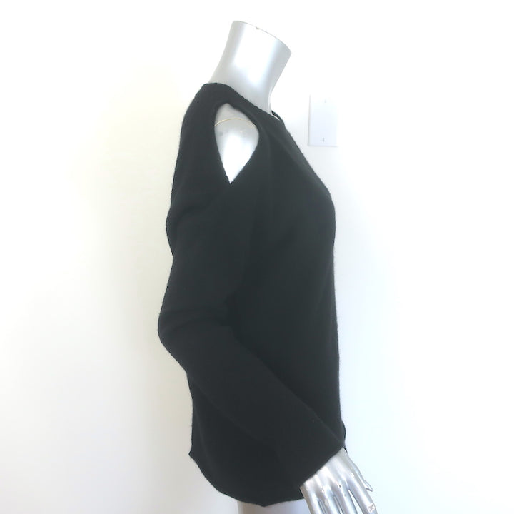 360 Cashmere cold-shoulder cashmere sweater in black, size M, authentic pre-owned luxury piece, gently worn