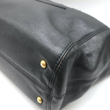 Chanel 2003 CC Ring Chain Tote Black Leather Large Shoulder Bag