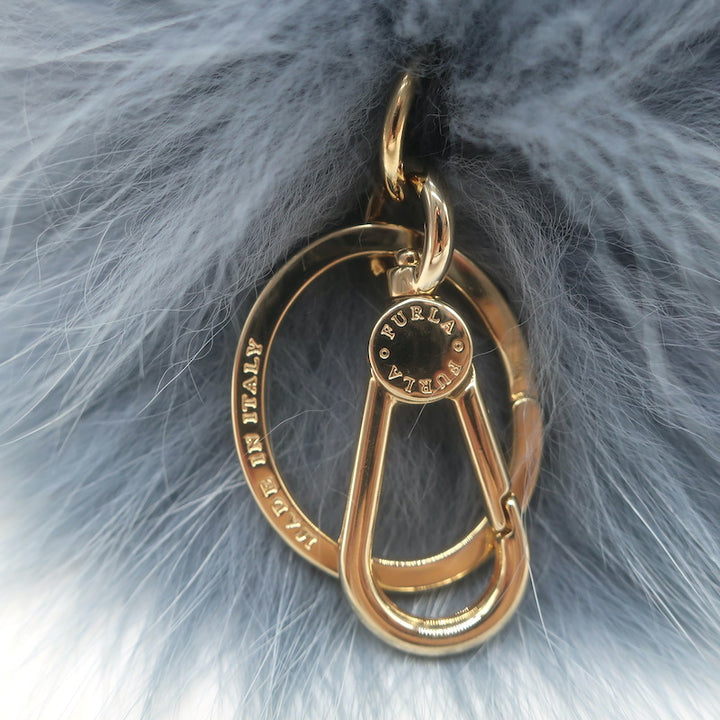 Furla Fox Fur Pom Pom Bag Charm Blue