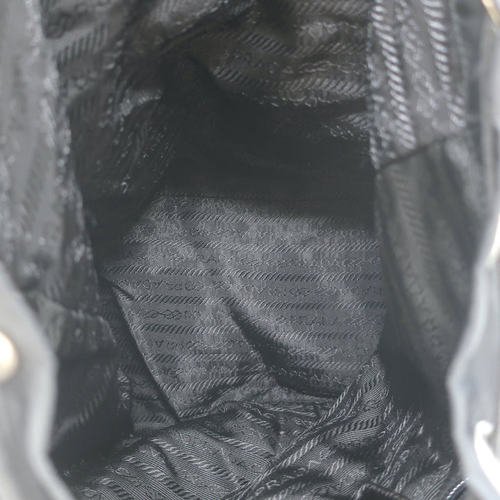 Prada Tessuto Double Front Pocket Medium Backpack Black Leather-Trim Nylon