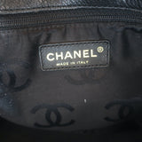 Chanel 2003 CC Ring Chain Tote Black Leather Large Shoulder Bag