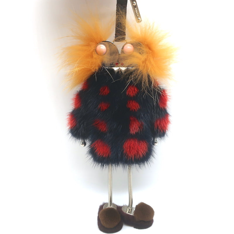 Fendi Hypnoteyes Witch Fur Bag Charm Multicolor with Leather Tab