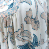 Ulla Johnson Desdra Top Cream Printed Silk Size 6 Puff Sleeve Blouse