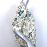 Ulla Johnson Desdra Top Cream Printed Silk Size 6 Puff Sleeve Blouse