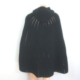 Saint Laurent Crocheted Hooded Cape Black Virgin Wool Size Large