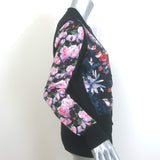 Givenchy Floral Print Cardigan Black Silk-Paneled Cashmere Size Large