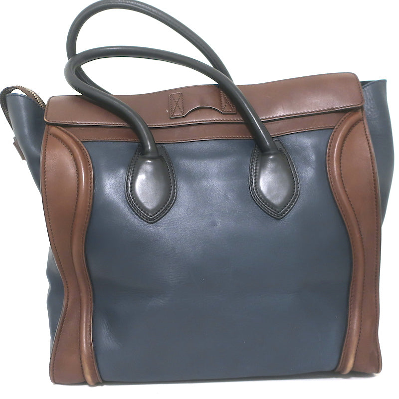 Celine Bicolor Large Luggage Tote Navy &amp; Dark Brown Leather Bag