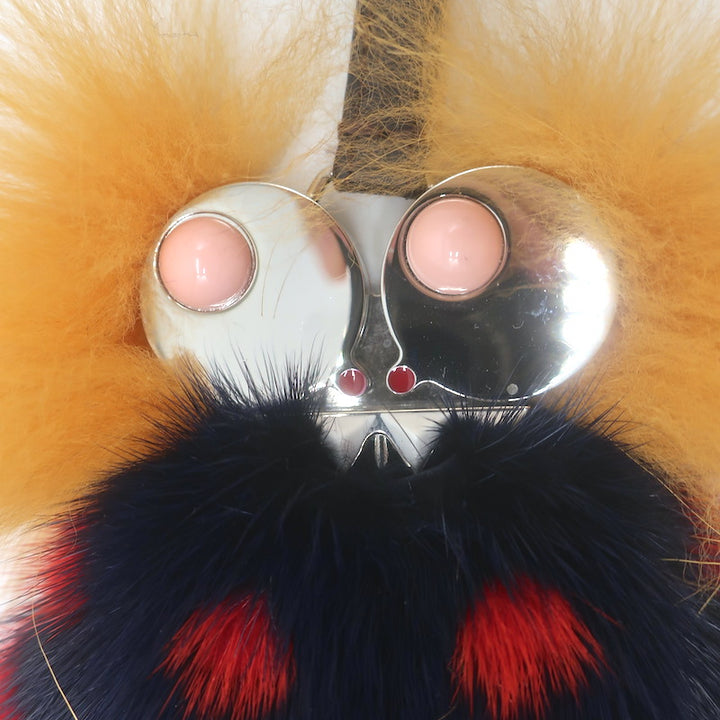 Fendi Hypnoteyes Witch Fur Bag Charm Multicolor with Leather Tab