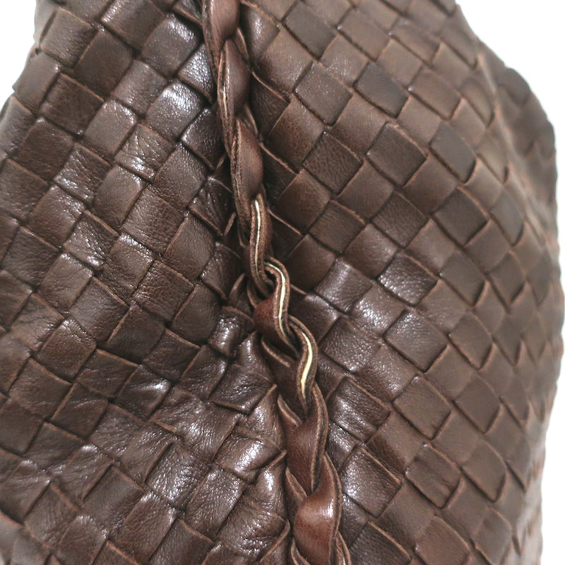 Bottega Veneta Large Veneta Hobo Dark Brown Intrecciato Leather Shoulder Bag