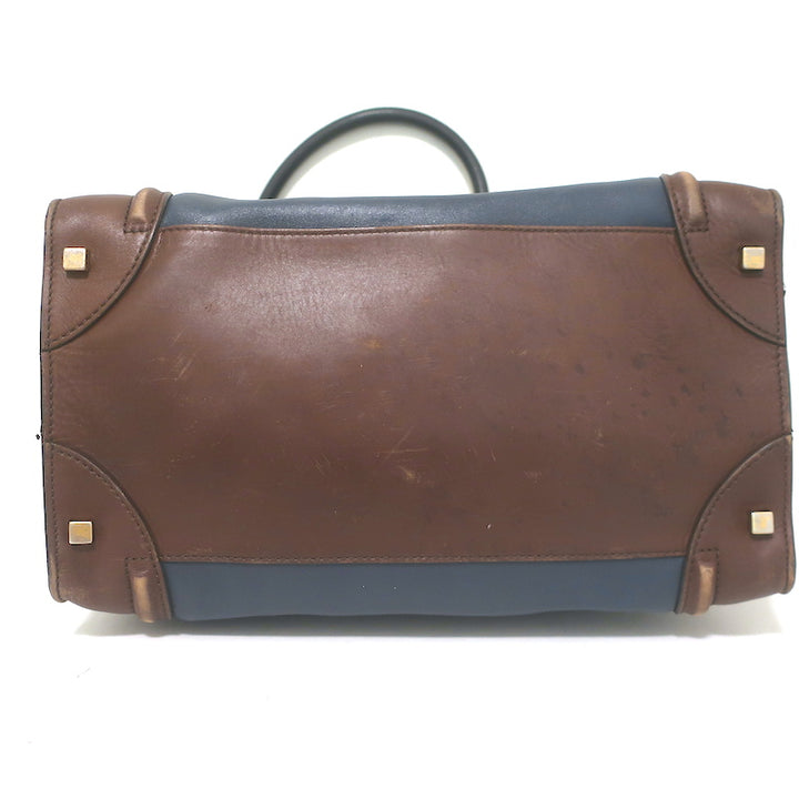 Celine Bicolor Large Luggage Tote Navy &amp; Dark Brown Leather Bag