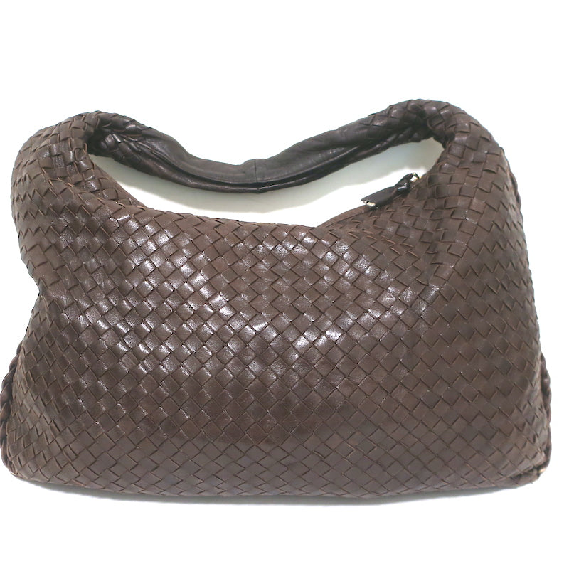 Bottega Veneta Large Veneta Hobo Dark Brown Intrecciato Leather Shoulder Bag