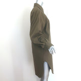 The Frankie Shop Karole Long Sleeve Shirt Dress Olive Cotton One Size