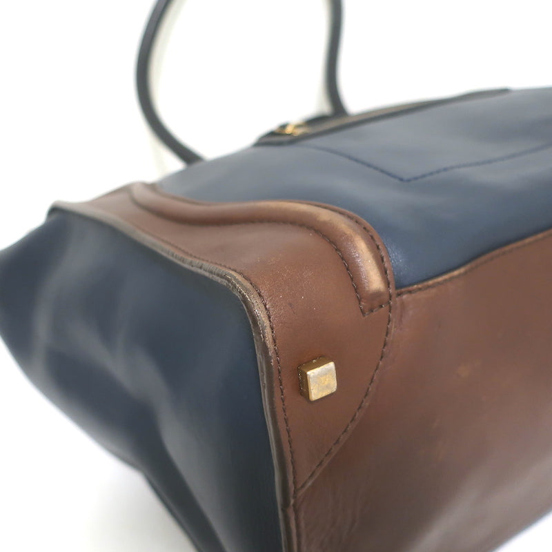 Celine Bicolor Large Luggage Tote Navy &amp; Dark Brown Leather Bag