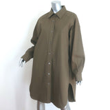 The Frankie Shop Karole Long Sleeve Shirt Dress Olive Cotton One Size