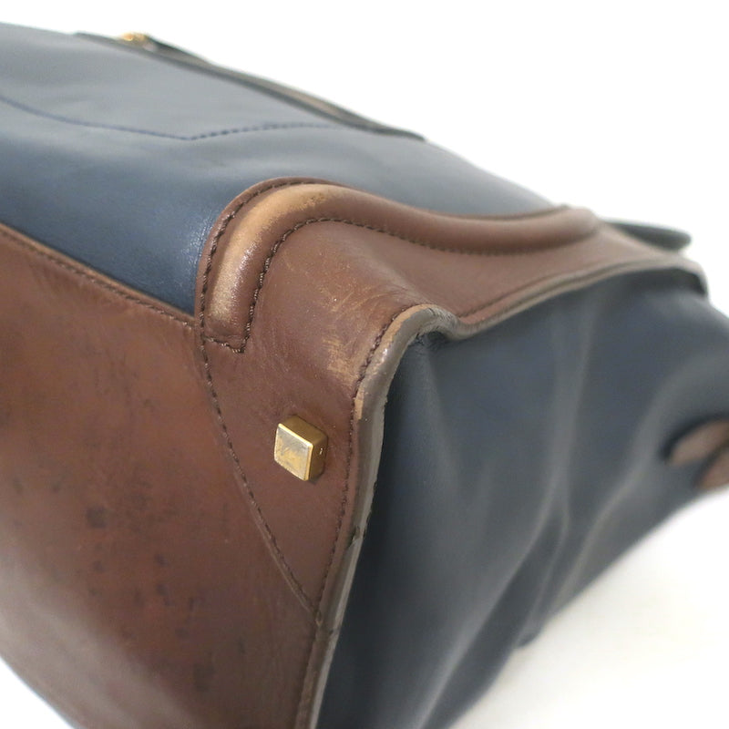 Celine Bicolor Large Luggage Tote Navy &amp; Dark Brown Leather Bag