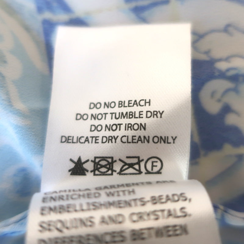 Camilla A Night To Remember Pleated Maxi Slip Dress Blue Printed Silk Size Large