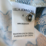 Ulla Johnson Desdra Top Cream Printed Silk Size 6 Puff Sleeve Blouse